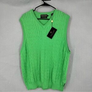 Donald J Trump mercerized cotton Men's V-Neck Green Sweater Vest